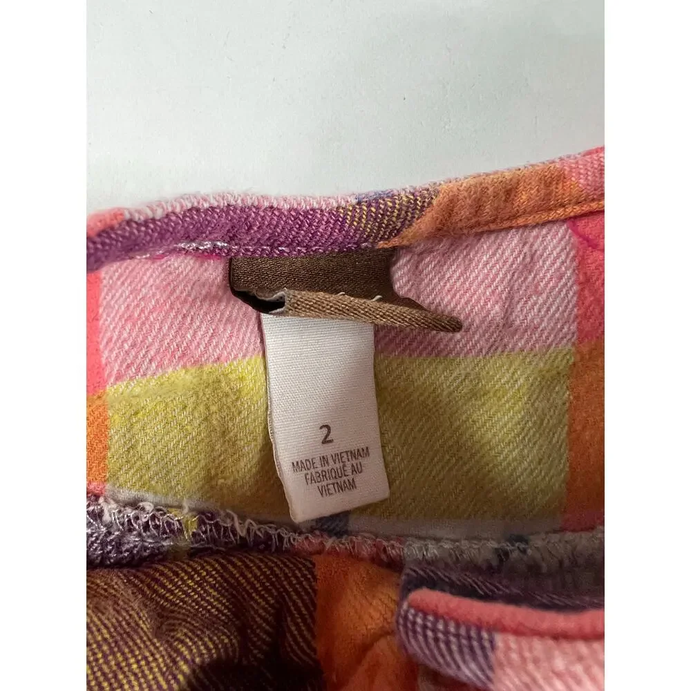 Tea Collection Faodail Flannel Plaid Jumper Dress Pink Maroon Size 2